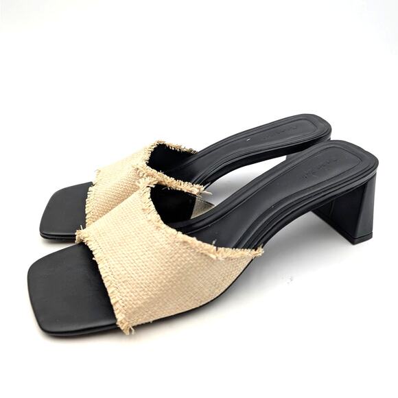 Open Edit Jaydin Block Heel Sandals Open Toe Women's Black Size US12M EU42.5 - Picture 1 of 13